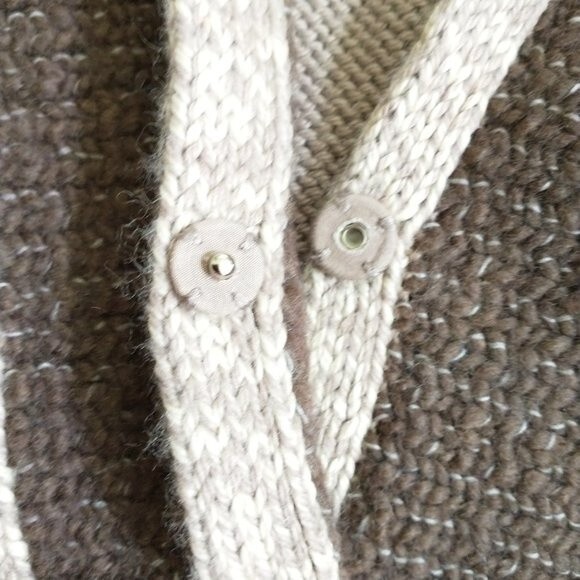 J. Jill Wool Blend Cardigan Sweater Granny Core Cozy Neutral Snap Front Size LP - Picture 5 of 11